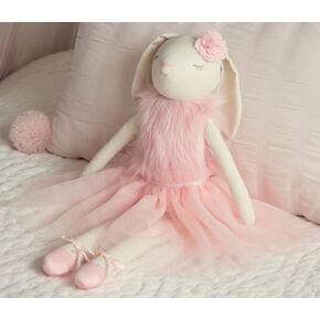 Inspired by Jewel - Lilly The Bunny | Beautiful Cream Cotton Linen Plush Doll with Floppy Ears, Arms & Legs | Authentic Pink Ballerina Tutu, Slippers & Cuddly Fur Top | Soothing Hand Stitched Face in Saudi Arabia