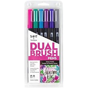 Tombow 56211 Dual Brush Pen Art Markers, Tropical, 6-Pack. Blendable, Brush and Fine Tip Markers