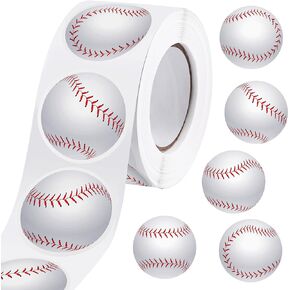 durony 500 Pieces Baseball Stickers Self-Adhesive Sports Ball Sticker Labels Roll Baseball Theme Party Decor Envelope Gift Bag Seal for Sports Party Supplies, Baseball Team Gift, Birthday Parties