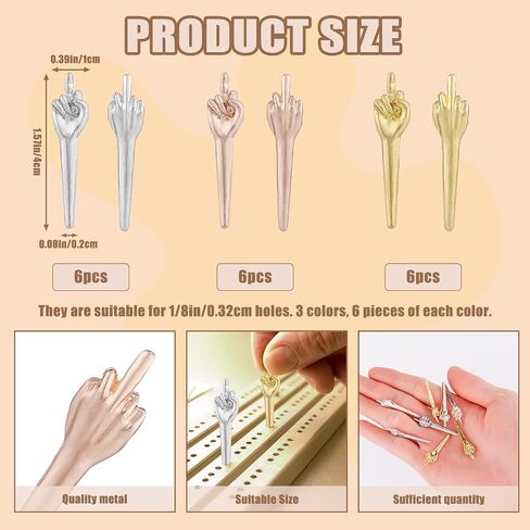 18pcs Metal Cribbage Board Pegs, Cribbage Pegs Toy Fits 1/8in Holes Funny Finger Gesture Cribbage Pegs 3 Colors Special Cribbage Accessories for Traditional Peg Board Game in Saudi Arabia