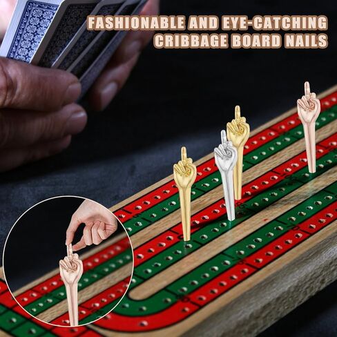 18pcs Metal Cribbage Board Pegs, Cribbage Pegs Toy Fits 1/8in Holes Funny Finger Gesture Cribbage Pegs 3 Colors Special Cribbage Accessories for Traditional Peg Board Game in Saudi Arabia