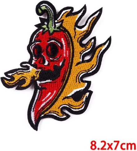 رقع مطرزة بشعلة الفلفل الحار تثبت بالكي على الملابس والحقائب والكي على الملابس وملصقات الملابس، رقع لاصقة حراريًا على الملابس، شارات عناصر النار الصخرية ذاتية الصنع in Kuwait