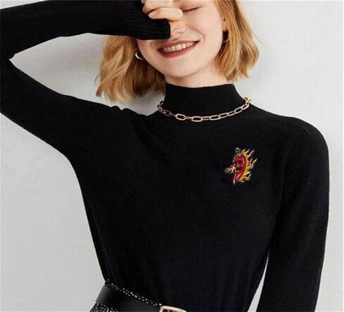 رقع مطرزة بشعلة الفلفل الحار تثبت بالكي على الملابس والحقائب والكي على الملابس وملصقات الملابس، رقع لاصقة حراريًا على الملابس، شارات عناصر النار الصخرية ذاتية الصنع in Kuwait