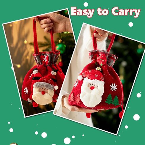 أكياس هدايا عيد الميلاد من VisTapex مع رباط، وحقائب دمى هدايا عيد الميلاد، وأكياس تفاح عشية عيد الميلاد، وحقائب هدايا عيد الميلاد، وحقائب هدايا سانتا سنومان دير (3 قطع) in Kuwait