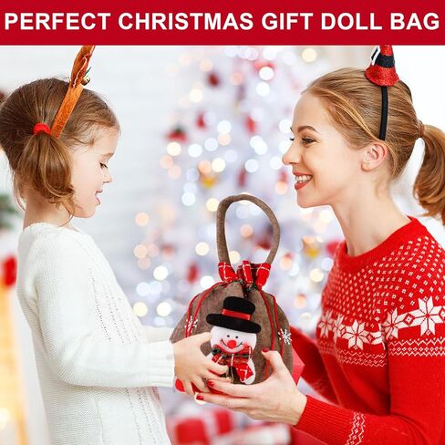 أكياس هدايا عيد الميلاد من VisTapex مع رباط، وحقائب دمى هدايا عيد الميلاد، وأكياس تفاح عشية عيد الميلاد، وحقائب هدايا عيد الميلاد، وحقائب هدايا سانتا سنومان دير (3 قطع) in Kuwait