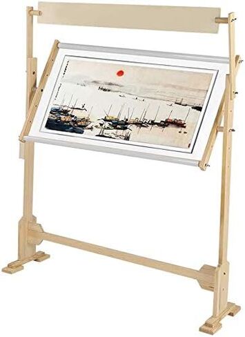 حامل اطار غرز متقاطعة، حامل تطريز قابل للتعديل بزاوية 360 درجة باطار خشبي، حامل ارضي للتطريز والتطريز والاعمال الفنية والخياطة والتطريز in Kuwait