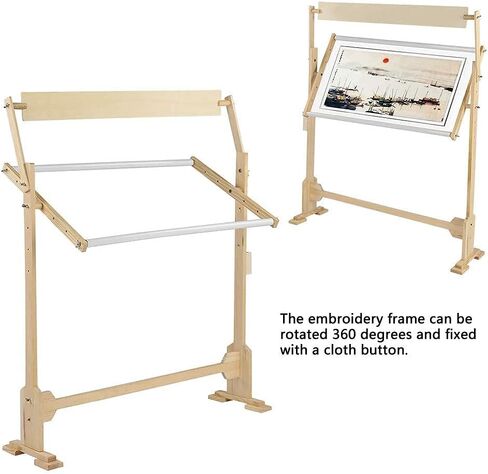 حامل اطار غرز متقاطعة، حامل تطريز قابل للتعديل بزاوية 360 درجة باطار خشبي، حامل ارضي للتطريز والتطريز والاعمال الفنية والخياطة والتطريز in Kuwait