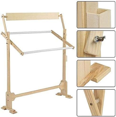 حامل اطار غرز متقاطعة، حامل تطريز قابل للتعديل بزاوية 360 درجة باطار خشبي، حامل ارضي للتطريز والتطريز والاعمال الفنية والخياطة والتطريز in Kuwait