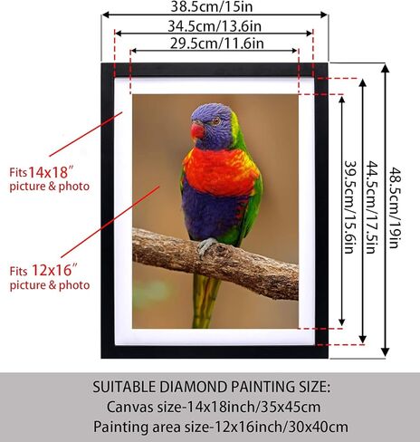 Mxtallup 14x18 Diamond Painting Frames Wood,Display Pictures 12x16 Inch/30X40 cm with Mat or 14x18 Inch /35X45 cm Without Mat, Diamond Art Picture Frame Black (TK004) in Saudi Arabia