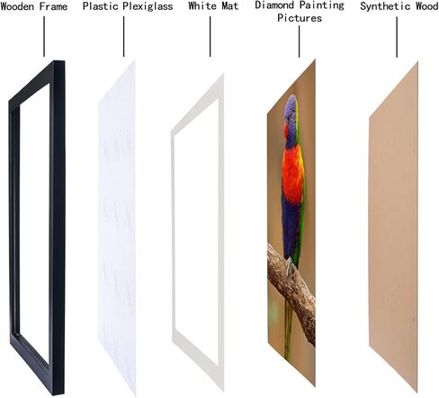 Mxtallup 14x18 Diamond Painting Frames Wood,Display Pictures 12x16 Inch/30X40 cm with Mat or 14x18 Inch /35X45 cm Without Mat, Diamond Art Picture Frame Black (TK004) in Saudi Arabia