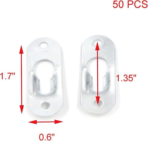 Geesatis 50 PCS Metal Keyhole Hanger Heavy Duty Keyhole Brackets Key Hole Screws Fasteners for Picture Frames, with Mounting Screws, Silver, Length 1.7 inch in Saudi Arabia