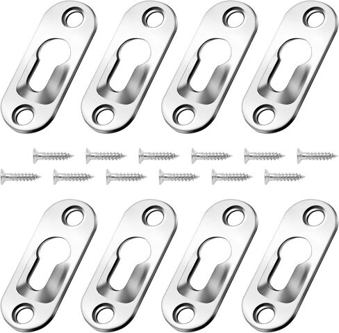 Litoexpe 30 Pcs Single Keyhole Hangers Hanging Plate with 60 Pcs Screws, 43mm x 16mm Metal Keyhole Hanging Fasteners Brackets for Frame Mirror Picture (Black) in Kuwait