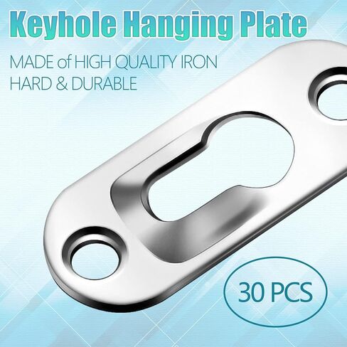 Litoexpe 30 Pcs Single Keyhole Hangers Hanging Plate with 60 Pcs Screws, 43mm x 16mm Metal Keyhole Hanging Fasteners Brackets for Frame Mirror Picture (Black) in Kuwait