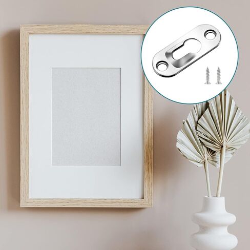 Litoexpe 30 Pcs Single Keyhole Hangers Hanging Plate with 60 Pcs Screws, 43mm x 16mm Metal Keyhole Hanging Fasteners Brackets for Frame Mirror Picture (Black) in Kuwait