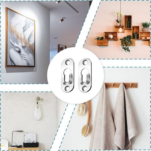 Litoexpe 30 Pcs Single Keyhole Hangers Hanging Plate with 60 Pcs Screws, 43mm x 16mm Metal Keyhole Hanging Fasteners Brackets for Frame Mirror Picture (Black) in Kuwait