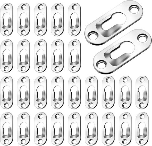 Litoexpe 30 Pcs Single Keyhole Hangers Hanging Plate with 60 Pcs Screws, 43mm x 16mm Metal Keyhole Hanging Fasteners Brackets for Frame Mirror Picture (Black) in Kuwait