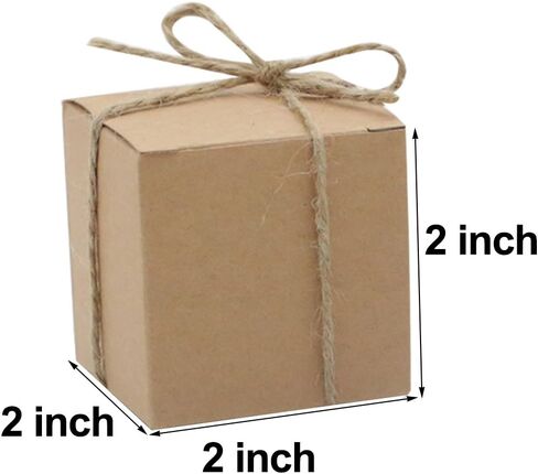 اماجوي 50 قطعة من صناديق هدايا كرافت مع 50 قطعة من الخيوط الملفوفة، صندوق حلوى من ورق كرافت ريفي لهدايا الزفاف وحفلات استقبال المولود الجديد in Kuwait