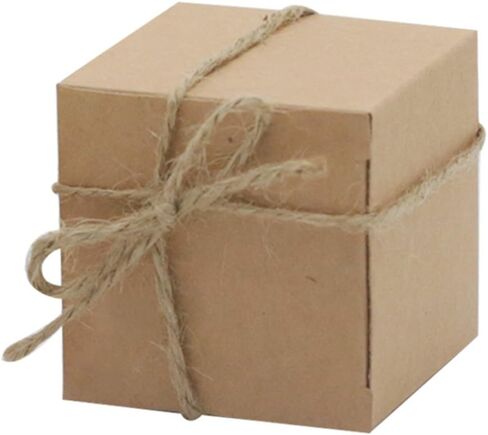 اماجوي 50 قطعة من صناديق هدايا كرافت مع 50 قطعة من الخيوط الملفوفة، صندوق حلوى من ورق كرافت ريفي لهدايا الزفاف وحفلات استقبال المولود الجديد in Kuwait