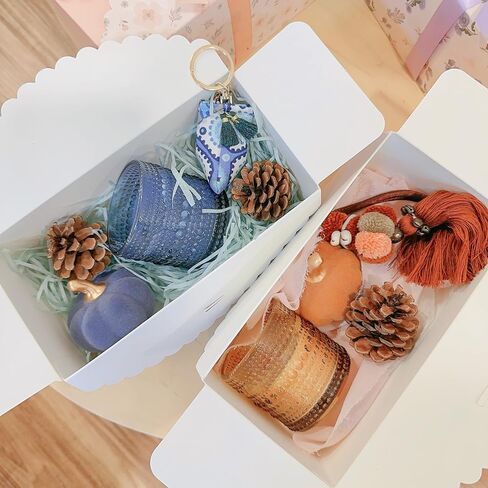 علب هدايا MintieJamie مع أشرطة 24 عبوة مقاس 4x4x8 بوصة، تصميم مطبوع عليه زهور عتيقة وأنيقة لجميع الأحداث والمناسبات، تصميمات متنوعة (محايدة ناعمة) in Kuwait