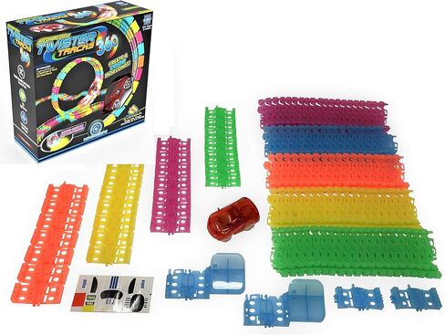 Mindscope Twister Tracks Trax 360 Loop 13' (feet) of Neon Glow in The Dark Track with One LED Light-Up Race Series Car in Kuwait