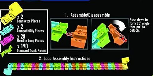 Mindscope Twister Tracks Trax 360 Loop 13' (feet) of Neon Glow in The Dark Track with One LED Light-Up Race Series Car in Kuwait