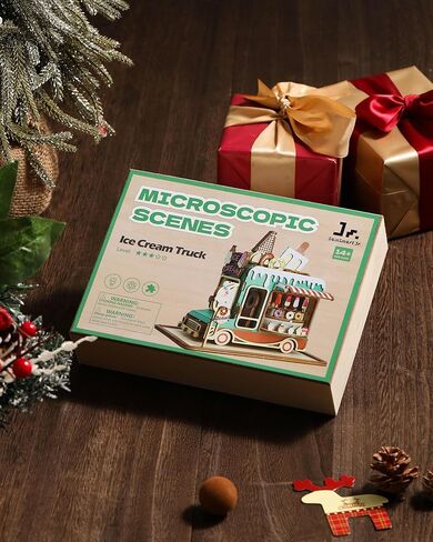 SainSmart Jr. طقم منزل مصغر يمكنك صنعه بنفسك، متجر آيس كريم خشبي صغير مع غطاء غبار، نموذج صغير لبيت الدمى للبالغين للبناء، مجموعة حرف ثلاثية الأبعاد للمبتدئين in Kuwait