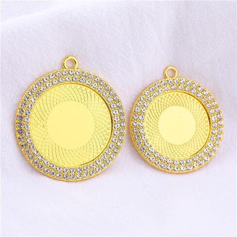SAUNUCHI 10pcs 25mm 30mm Rhinestone Bezel Pendant Trays Roud Cabochon Necklace Blank Base Settings for Jewelry Making (25mm, black) in Kuwait