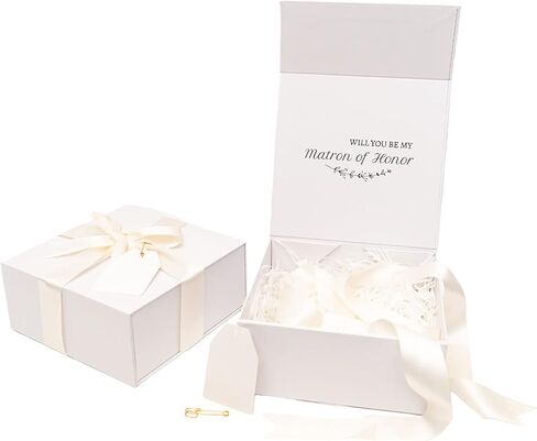 مجموعة صندوق اقتراح Ellen J Creations Matron of Honor لهدايا Matron of Honor مع الملحقات، صندوق اقتراح وصيفة العروس، صندوق Matron of Honor مقاس 8 بوصة × 8 بوصة × 3.5 - الهدايا غير متضمنة in Saudi Arabia