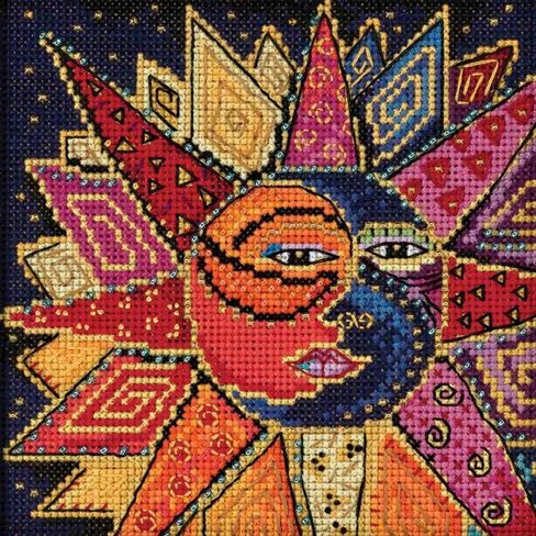Sun and Moon Dance Beaded Counted Cross Stitch Kit Mill Hill 2018 Laurel Burch Celestial Collection LB141814 in Saudi Arabia