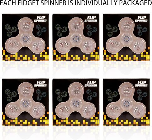 SoulLife 6 Pack Light Up Fidget Spinners Toys, LED Crystal Finger Sensory Toys, ADHD Anxiety Stress Relief Toys, Birthday Return Gifts Classroom Prize Student Gifts Basket Stocking Stuffers in Kuwait