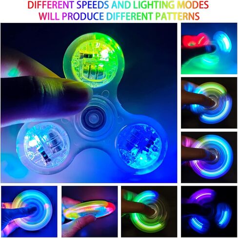 SoulLife 6 Pack Light Up Fidget Spinners Toys, LED Crystal Finger Sensory Toys, ADHD Anxiety Stress Relief Toys, Birthday Return Gifts Classroom Prize Student Gifts Basket Stocking Stuffers in Kuwait