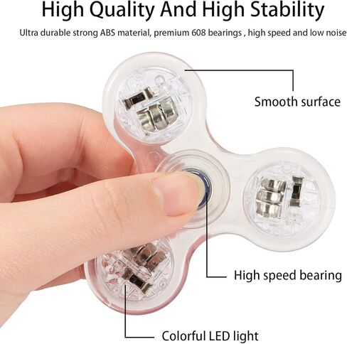 SoulLife 6 Pack Light Up Fidget Spinners Toys, LED Crystal Finger Sensory Toys, ADHD Anxiety Stress Relief Toys, Birthday Return Gifts Classroom Prize Student Gifts Basket Stocking Stuffers in Kuwait