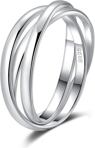 حلقات دوارة من SILBERTALE للقلق من الفضة الإسترلينية عيار 925 ثلاثية متشابكة مضادة للتململ والقلق خواتم إصبع الإبهام للنساء مقاس 2.5-3.5 in Kuwait