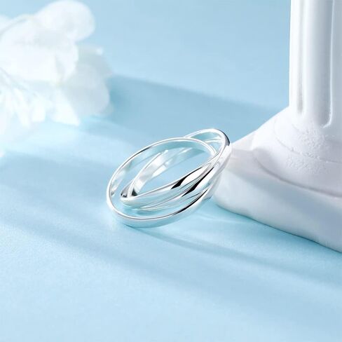 حلقات دوارة من SILBERTALE للقلق من الفضة الإسترلينية عيار 925 ثلاثية متشابكة مضادة للتململ والقلق خواتم إصبع الإبهام للنساء مقاس 2.5-3.5 in Kuwait