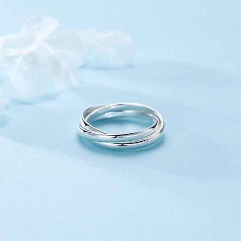 حلقات دوارة من SILBERTALE للقلق من الفضة الإسترلينية عيار 925 ثلاثية متشابكة مضادة للتململ والقلق خواتم إصبع الإبهام للنساء مقاس 2.5-3.5 in Kuwait