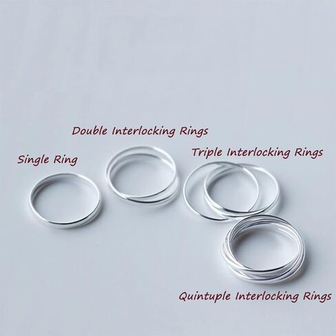 حلقات دوارة من SILBERTALE للقلق من الفضة الإسترلينية عيار 925 ثلاثية متشابكة مضادة للتململ والقلق خواتم إصبع الإبهام للنساء مقاس 2.5-3.5 in Kuwait