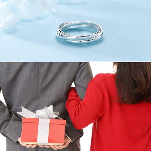 حلقات دوارة من SILBERTALE للقلق من الفضة الإسترلينية عيار 925 ثلاثية متشابكة مضادة للتململ والقلق خواتم إصبع الإبهام للنساء مقاس 2.5-3.5 in Kuwait