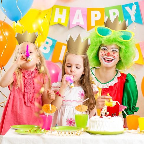 لاومي 36 قطعة من التيجان الصغيرة للاطفال والكبار، تاج ورقي للحفلات باللون الذهبي مع حزام مطاطي لعيد الميلاد وحفلات استقبال المولود وديكورات الحفلات بطابع الاميرة الملك in Kuwait