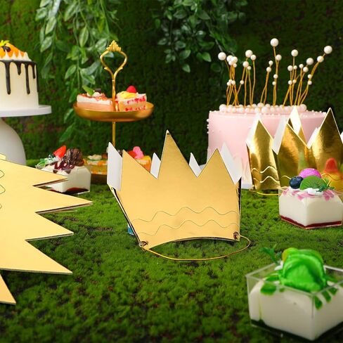 لاومي 36 قطعة من التيجان الصغيرة للاطفال والكبار، تاج ورقي للحفلات باللون الذهبي مع حزام مطاطي لعيد الميلاد وحفلات استقبال المولود وديكورات الحفلات بطابع الاميرة الملك in Kuwait