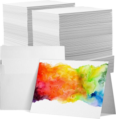 200 Set Pure Cotton Watercolor Cards Set Blank Cotton Watercolor Cards with Envelopes 140lb Heavyweight Paper Watercolor Postcards for Art Painting Creative Thank Note (Foldable, 5 x 7 Inch) in Saudi Arabia
