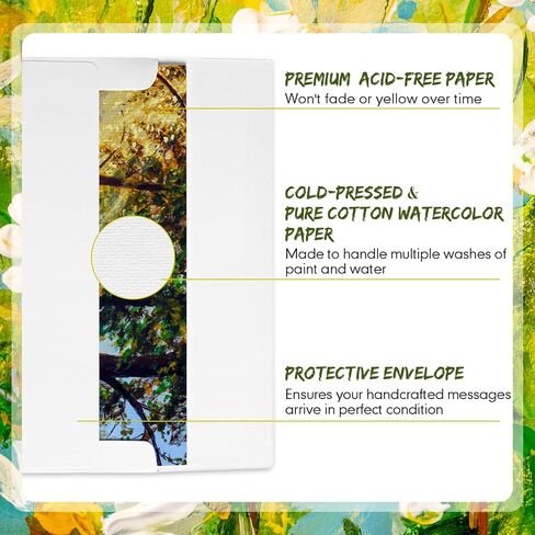 200 Set Pure Cotton Watercolor Cards Set Blank Cotton Watercolor Cards with Envelopes 140lb Heavyweight Paper Watercolor Postcards for Art Painting Creative Thank Note (Foldable, 5 x 7 Inch) in Saudi Arabia