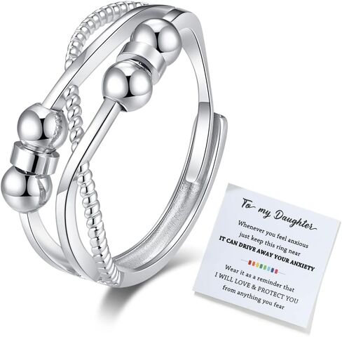 جن اكس ان خاتم فيدجيت تو ماي ابنت، خاتم فيدجيت لتخفيف القلق للنساء، خاتم قابل للتعديل لتخفيف القلق بالوان قوس قزح، هدايا مجوهرات in Kuwait