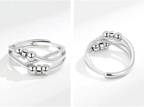 جن اكس ان خاتم فيدجيت تو ماي ابنت، خاتم فيدجيت لتخفيف القلق للنساء، خاتم قابل للتعديل لتخفيف القلق بالوان قوس قزح، هدايا مجوهرات in Kuwait