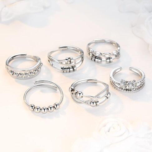 جن اكس ان خاتم فيدجيت تو ماي ابنت، خاتم فيدجيت لتخفيف القلق للنساء، خاتم قابل للتعديل لتخفيف القلق بالوان قوس قزح، هدايا مجوهرات in Kuwait