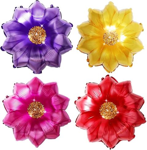 16 قطعة من بالونات عباد الشمس من الفويل على شكل زهرة عباد الشمس بالونات مايلر للصيف المشرقة واعياد الميلاد وديكور حفلات الزفاف لوازم تزيين حفلات هاواي in Kuwait