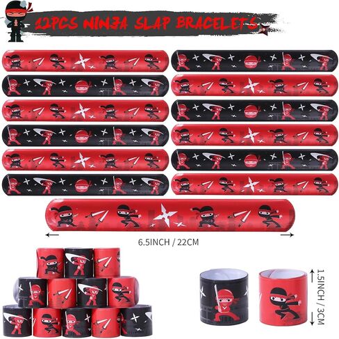 KELENO 48 Ninja Party Favors Karate Birthday Party Supplies Ninja Gift Bag Slap Bracelet Sticker Keychain Toy Gifts Samurai Goodie Bag Stuffers Pinata Boys Ninja Party Decorations Classroom Prize in Kuwait