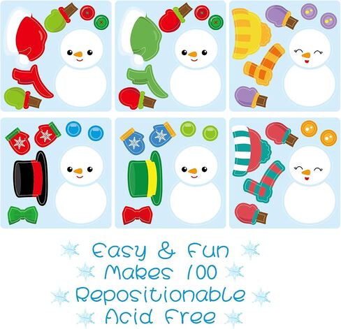 Snowman Stickers Scene Roll Perforation Line Design for Kids Christmas Party Favor Holiday Craft Kit 200Pcs in Saudi Arabia