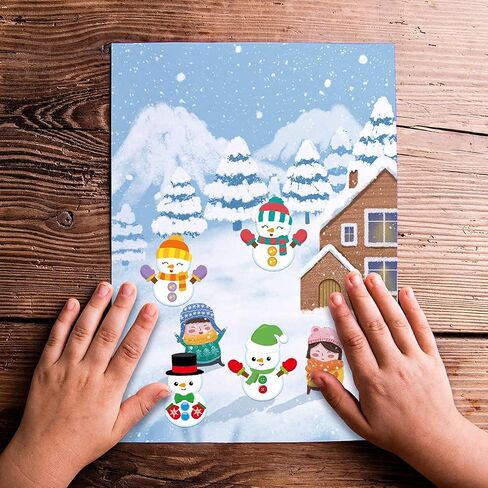 Snowman Stickers Scene Roll Perforation Line Design for Kids Christmas Party Favor Holiday Craft Kit 200Pcs in Saudi Arabia