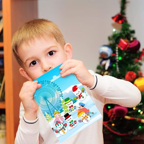 Snowman Stickers Scene Roll Perforation Line Design for Kids Christmas Party Favor Holiday Craft Kit 200Pcs in Saudi Arabia