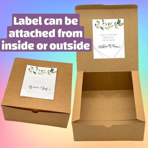 مجموعة علب هدايا وصيفة الشرف مكونة من 10 صناديق كرافت 8 × 8 × 3.5 و16 ملصقات مقترحة خضراء لطلب 10 وصيفات العروس، 2 ميد أوف أونورز، 2 مارتون أوف أونور و2 زهرة للبنات و سلاسل ذهبية in Kuwait